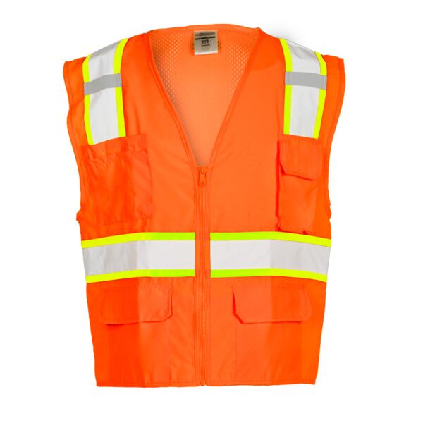 Class 2 Solid Front with Mesh Back Vest - Orange Thumbnail